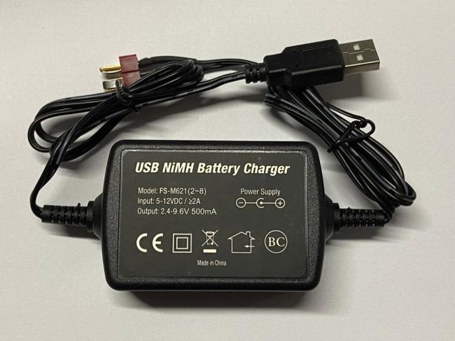 Carregador entrada USB NiMh de 2A  para pachs de 2 até 8 células, Plug Deans