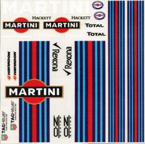 Cartela adesivos Martini para escala 1/10 