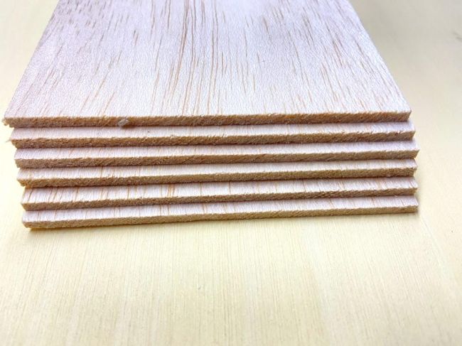 Madeira Balsa Chapa de 3.2mm X 7.5cm x 50cm lote com 6 unidades