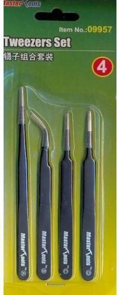 Master Tools 09957 Jogo de pinças c/4 peças - Tweezers Set