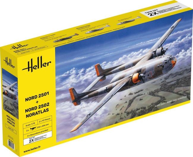 Nord2501 + Nord 2502 Noratlas Twinset - 1/72 Kit de Montar Heller 85374