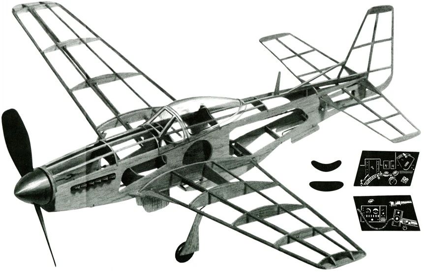 P-51D Mustang  1/25 Kit De Madeira Para Montar Guillow S 905