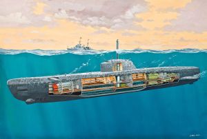 Revell 05078 Submarino Alemão  Deutsches U-Boot Typ XXI mit Interieur 1/144