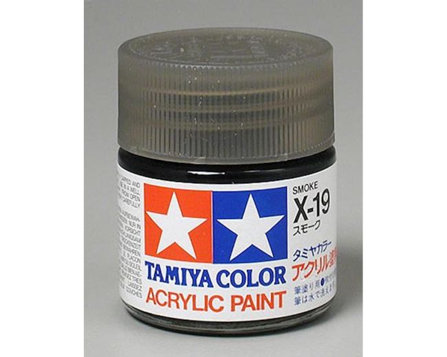 Tinta Tamiya Acrílica X-19 Preto Transparente 23ml Fumaça (Smoke) 81019