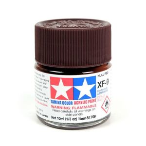 Tinta Tamiya Acrílica XF-9 Hull Red 1/3 Oz - 10ml