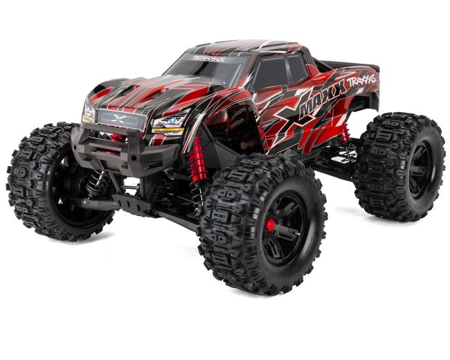 Traxxas X-Maxx 8S 1/6 4WD Brushless RTR Monster Truck (vermelho) com rádio TQi de 2,4 GHz, TSM e pneus com cinto